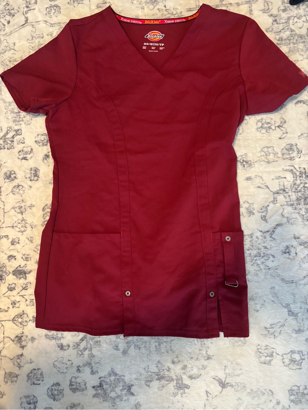 Dickies Women's V-Neck Scrub Top in Wine